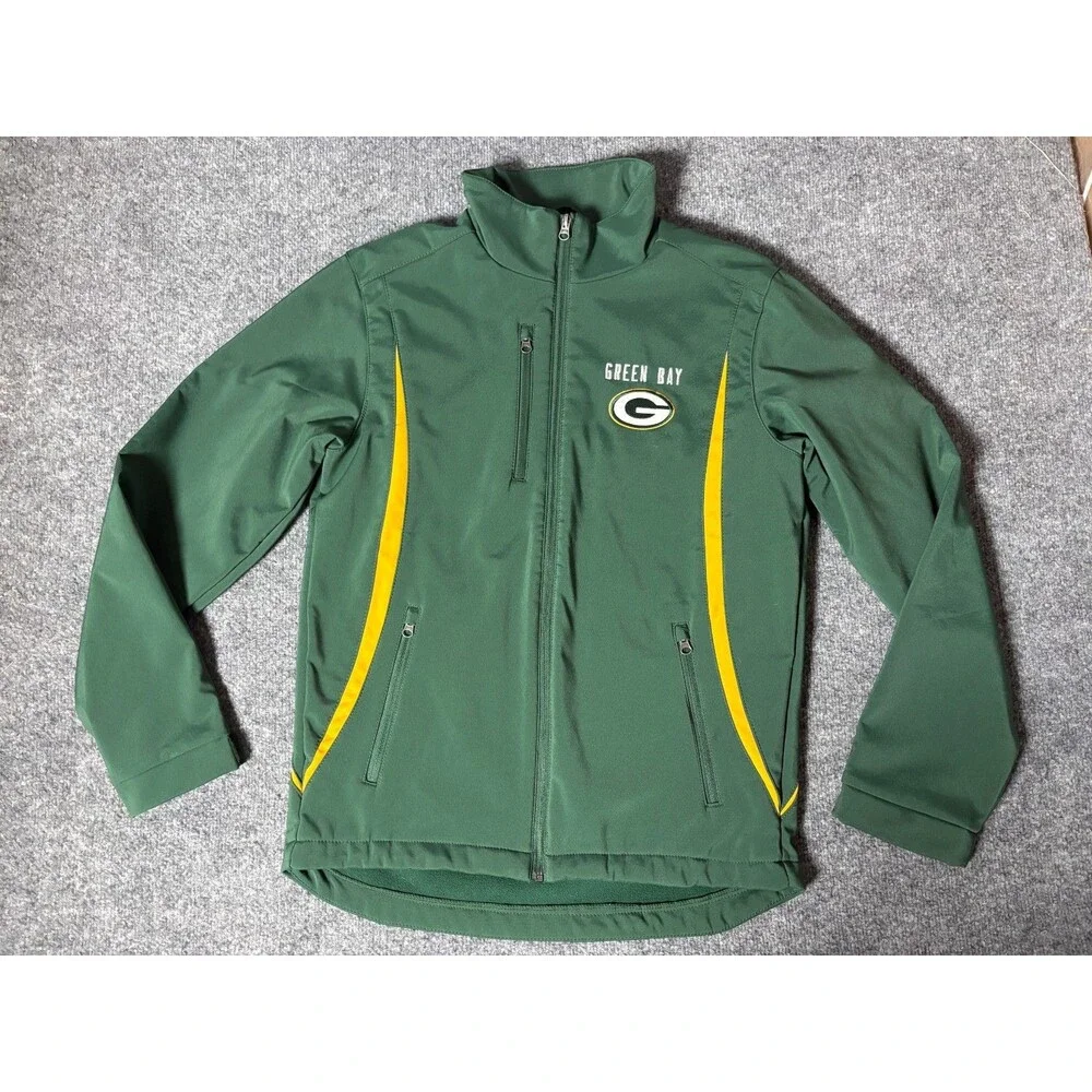 Green Bay Packers Jacket mens Small Full Zip Green Long Sleeve Zip Pockets